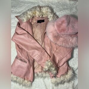 ⭐️PINK FAUX LEATHER FUR SET⭐️